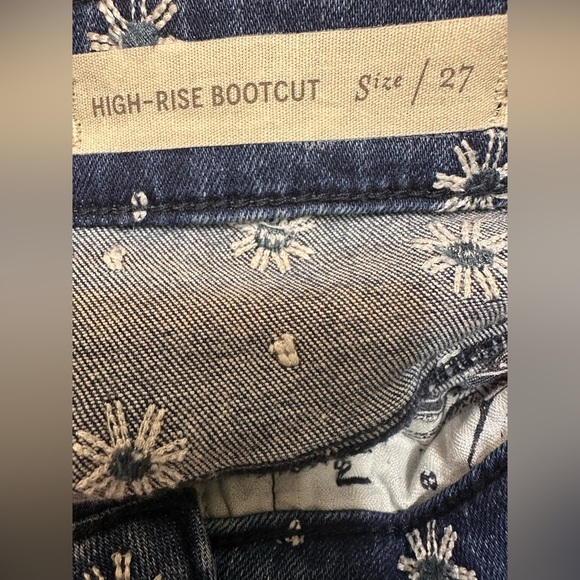 Pilcro Anthropologie Embroidered High-Rise Bootcut Denim Jeans Size 27 - Picture 5 of 7